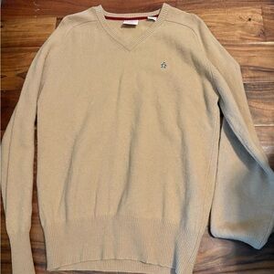Men's vintage Penguin lambs wool Tan V-Neck Sweater size m‎
